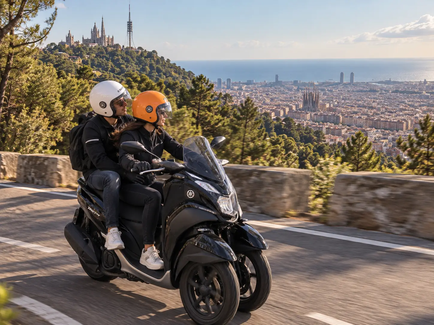 Yamaha Tricity 125 three-wheel scooter for exploring Barcelona
