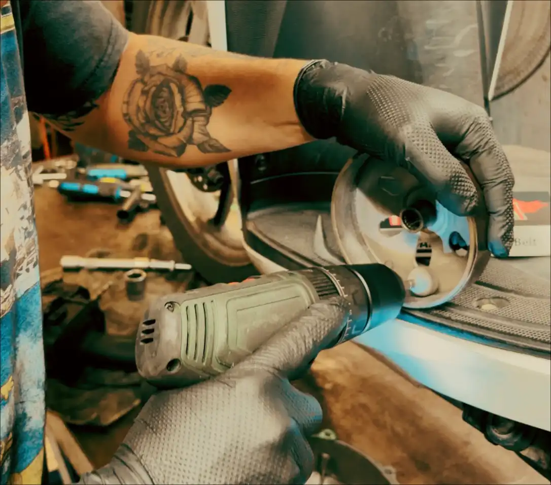 Motorcycles in the workshop